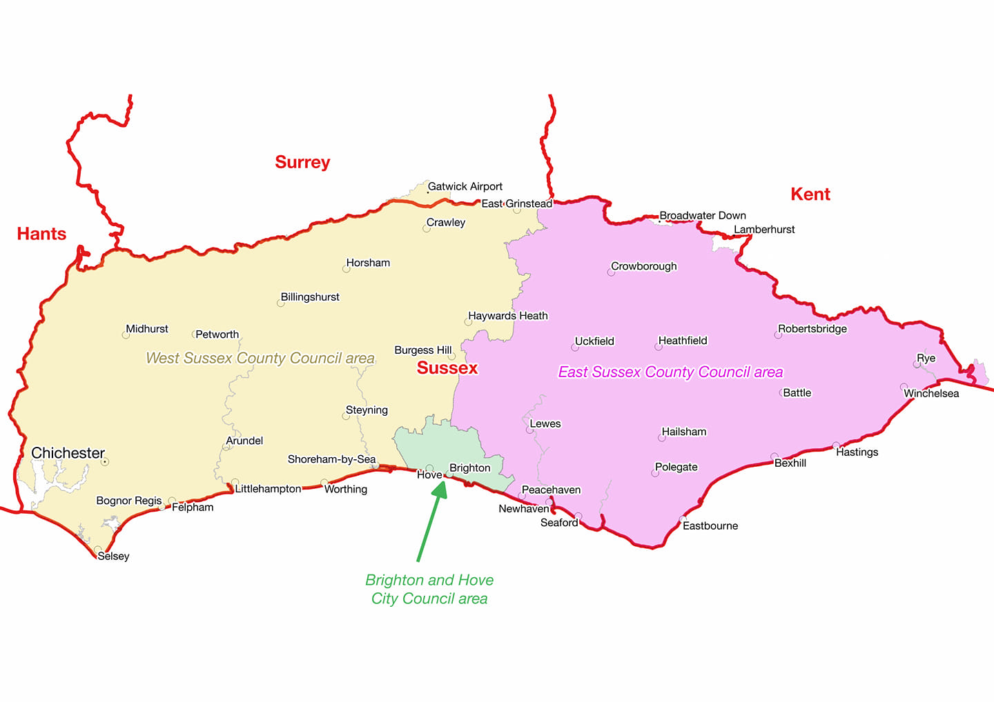 map of Sussex